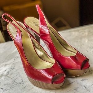 Red patent leather heels